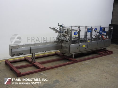 APV Anderson Cartoner Auto Horiz照片。上胶(自动)956全自动连续移动卧式纸箱，速度可达150 cpm。纸板包装机